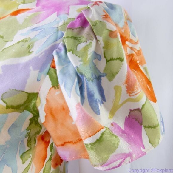 Vintage Sylvia Whyte for Saks Fifth Avenue multicolor floral print dress size 14 - Picture 8 of 16